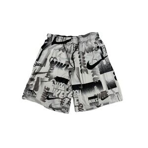 Nike Shorts Mens Large White Dri Fit Graphic Sports Basketball Baggy Running AOP